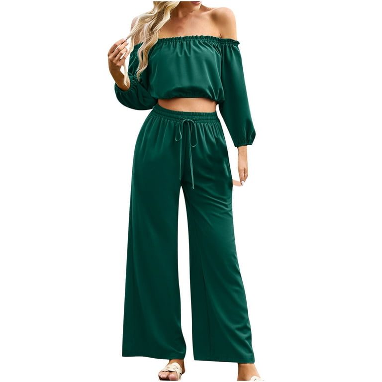 Crop Top 2 Piece Leg Trousers